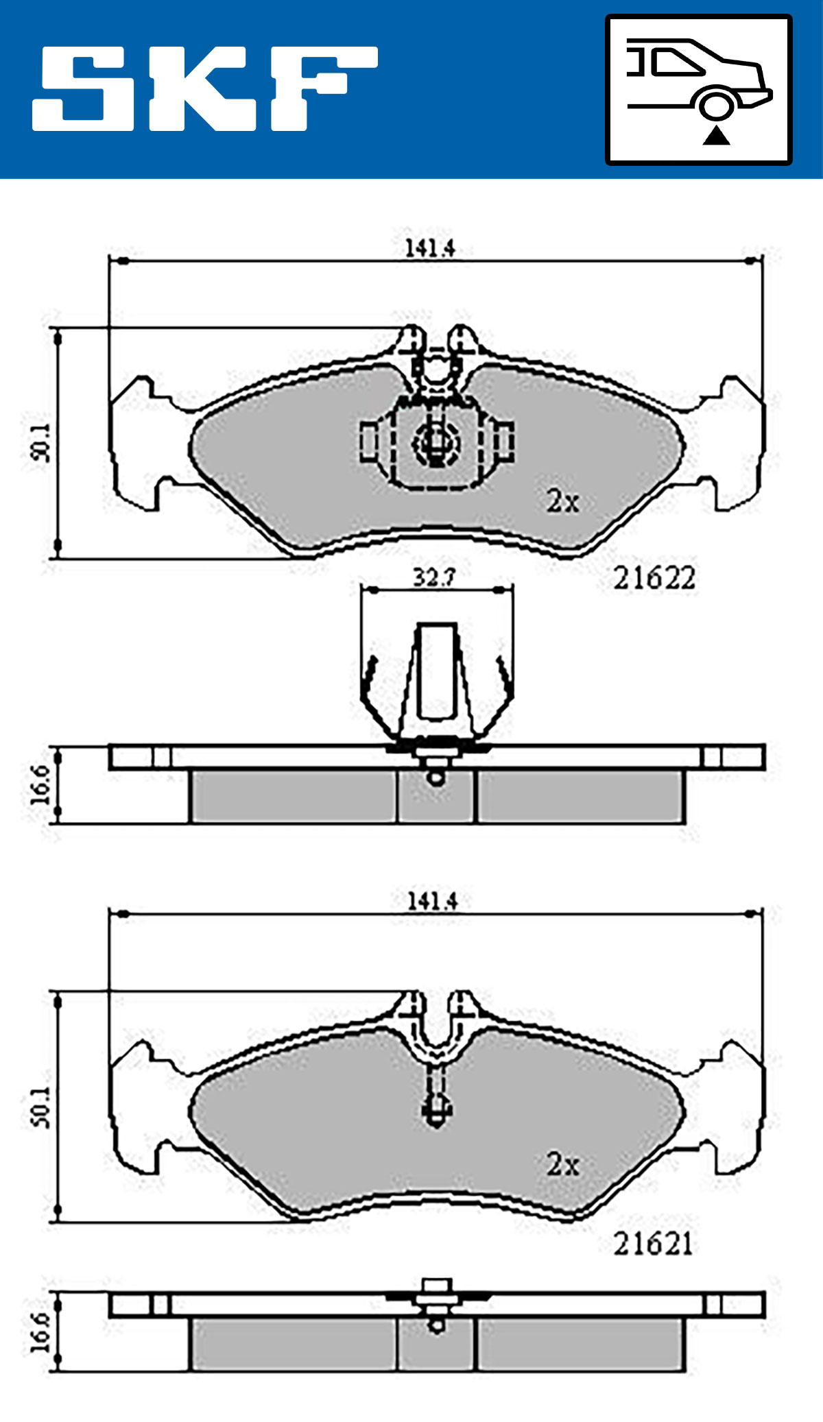 Set placute frana,frana disc VKBP 90485 SKF